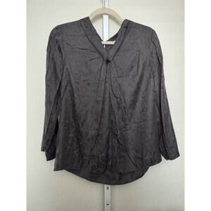 Rebecca Taylor Blouse Silk Blend Black Size 10 Subtle Snake Print - Feminine